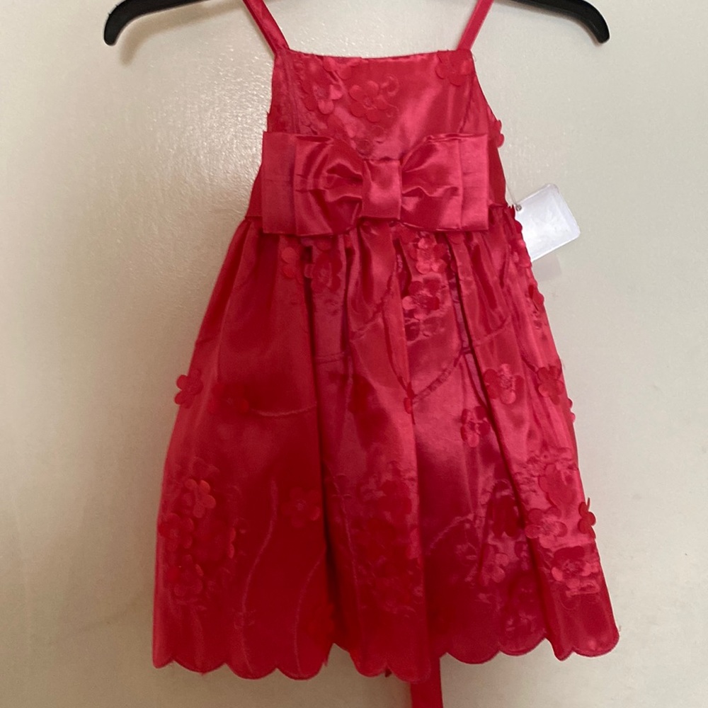Pink dress with beautiful flowers and bow
